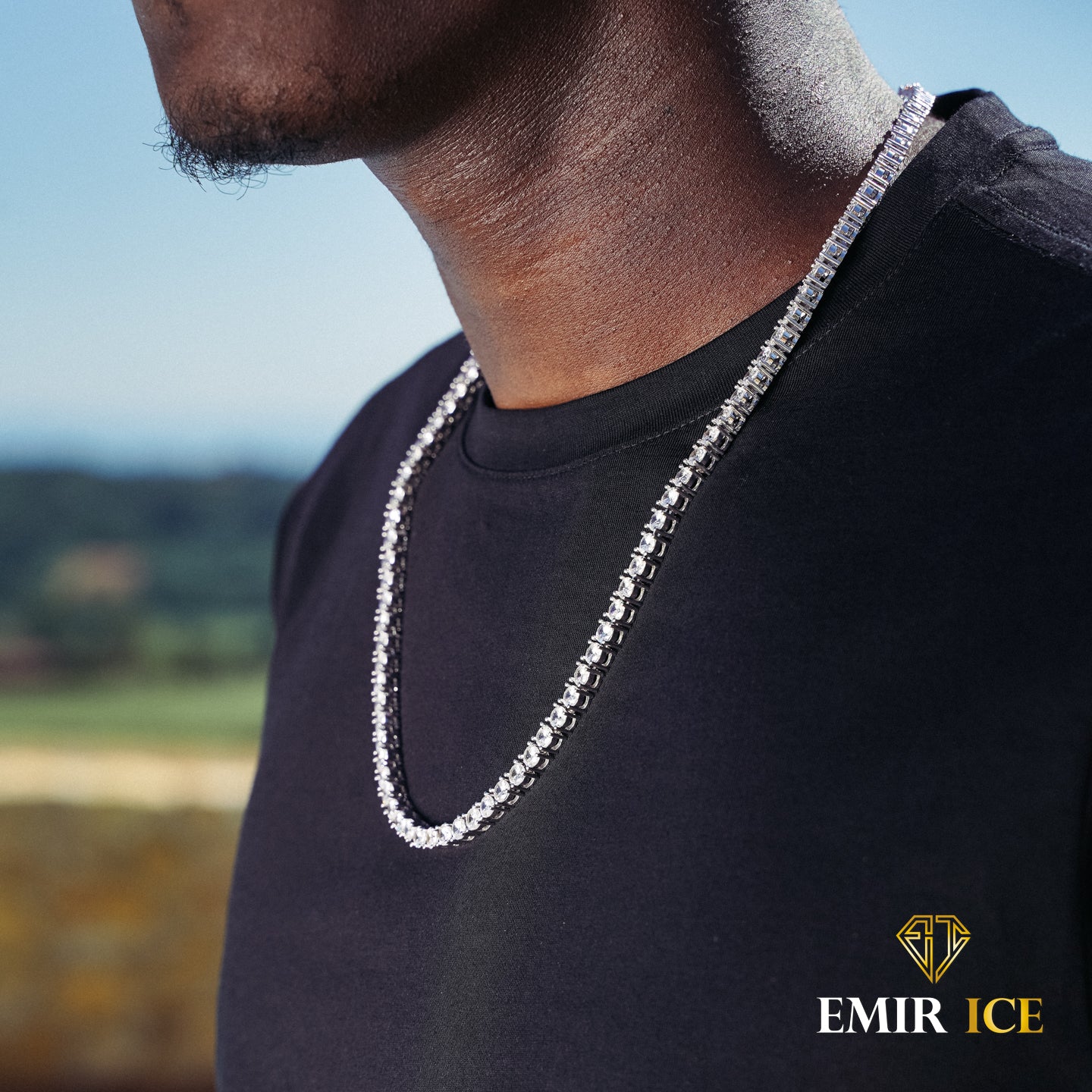 Tennis Chaine Avec Diamant Homme CHAINE TENNIS DIAMANT OR BLANC