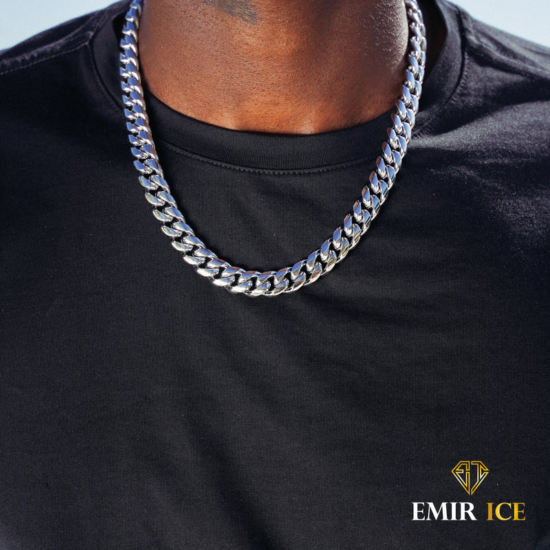 CHAINE CUBAN LINK OR BLANC - 12MM - Emirice.com