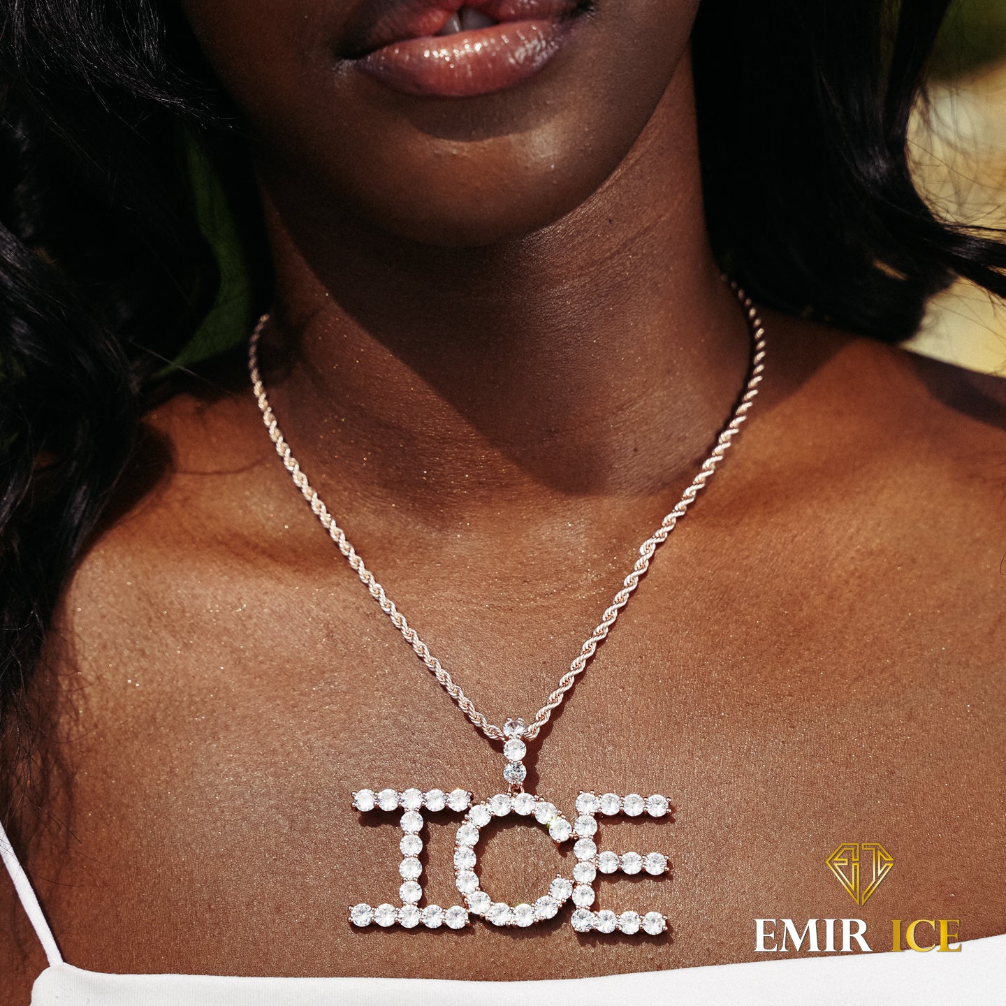 PERSONALIZED DIAMOND LETTER NECKLACE FOR WOMEN ROSE GOLD