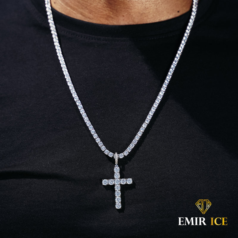 COLLIER PENDENTIF CROIX DIAMANT OR BLANC - Emirice.com