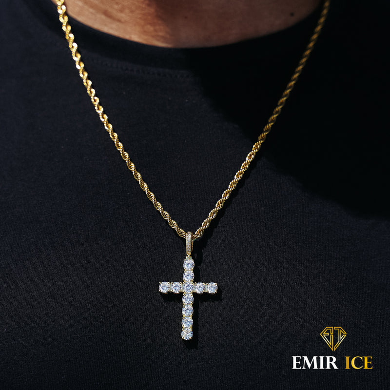 COLLIER PENDENTIF CROIX DIAMANT OR JAUNE - Emirice.com