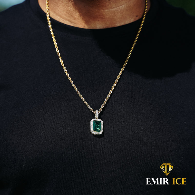 COLLIER PENDENTIF EMERAUDE DIAMANT OR JAUNE - Emirice.com