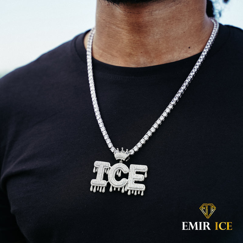 COLLIER PERSONNALISÉ PRÉNOM DIAMANT COURONNE OR BLANC - Emirice.com