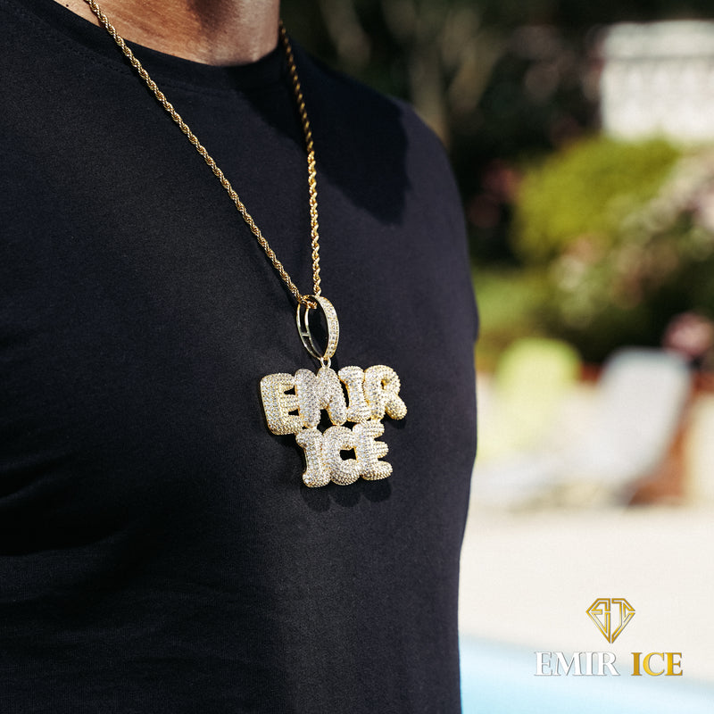 COLLIER PENDENTIF PERSONNALISÉ PRÉNOM DIAMANT OR JAUNE - Emirice.com