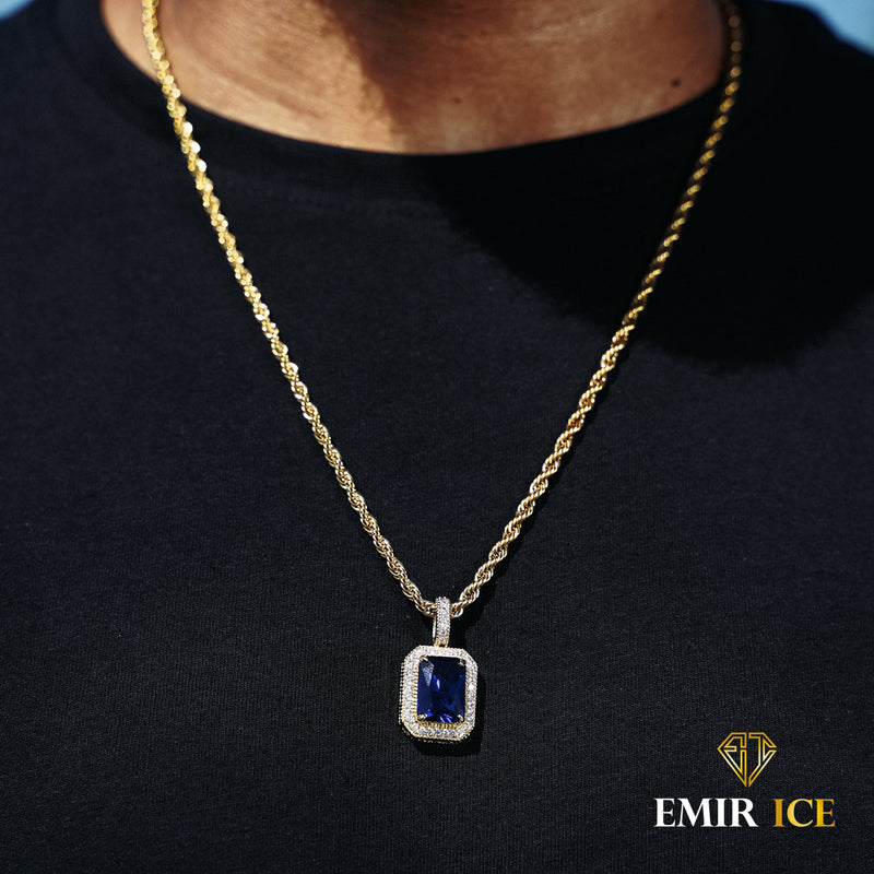COLLIER PENDENTIF SAPHIR DIAMANT OR JAUNE - Emirice.com