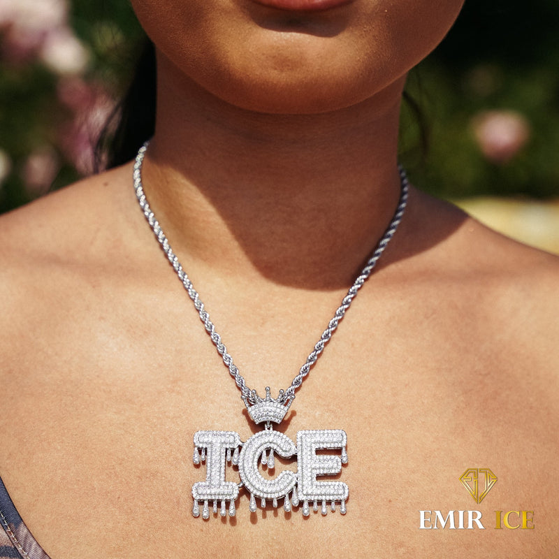 COLLIER PRÉNOM DIAMANT COURONNE FEMME OR BLANC Bijouterie Bijoux Diamant Emirice.com