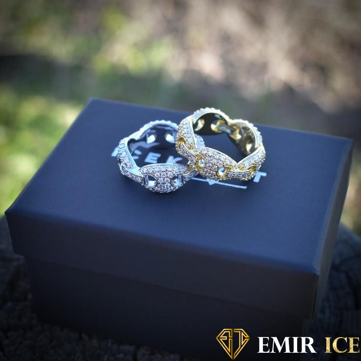 Gold plated diamond coffee bean ring Emir ICE1