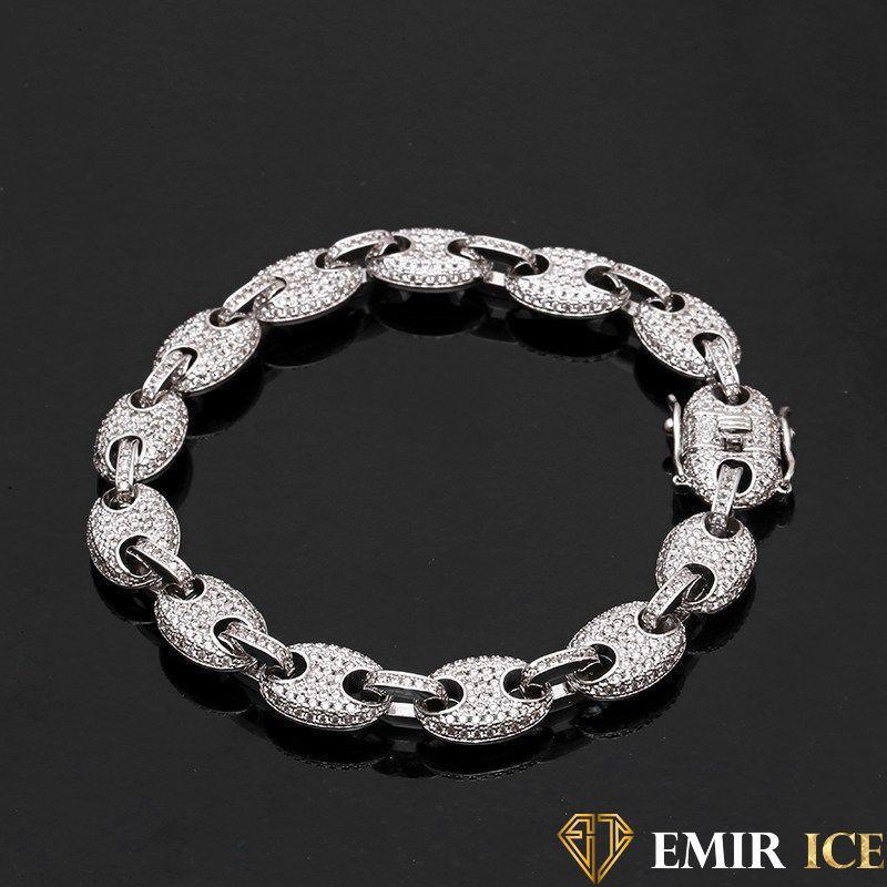 BRACELET GRAINE DE CAFÉ OR BLANC FEMME - 12MM