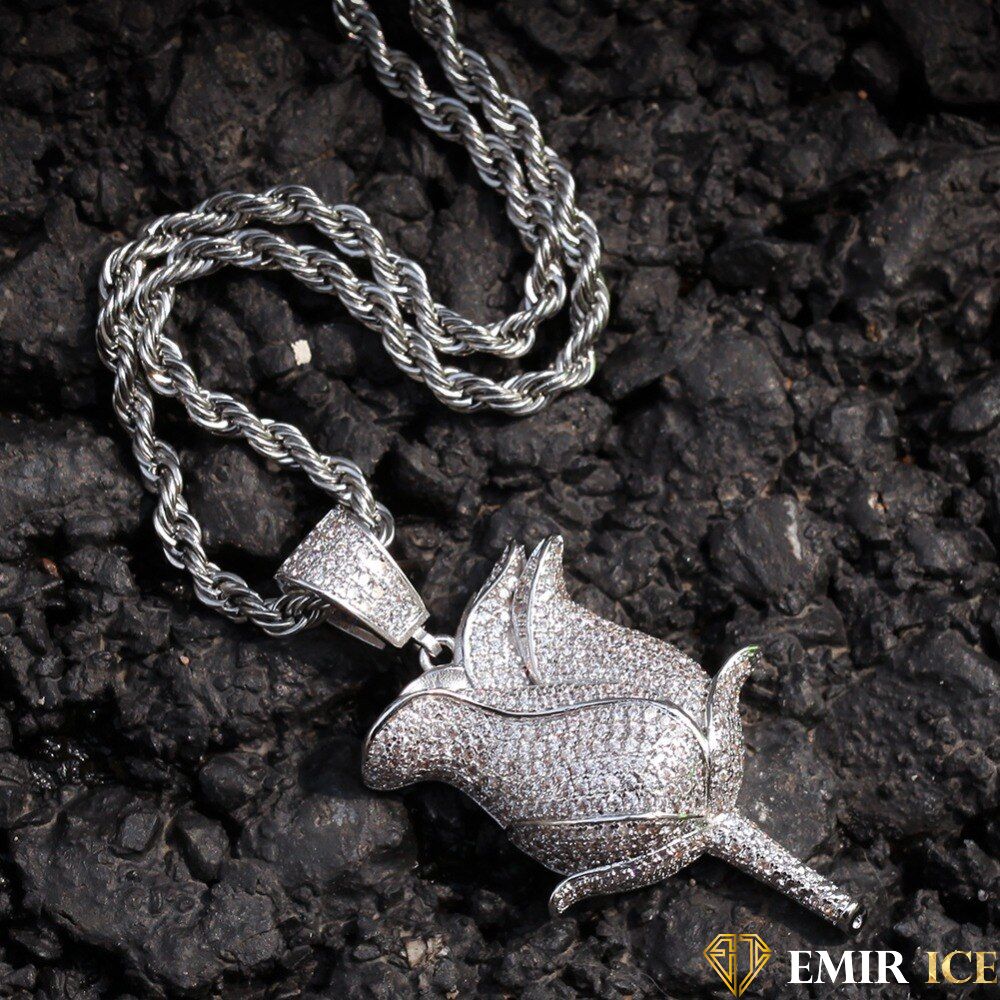 COLLIER PENDENTIF ROSE FLEUR - Emirice.com