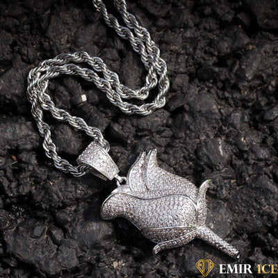 COLLIER PENDENTIF ROSE FLEUR - Emirice.com