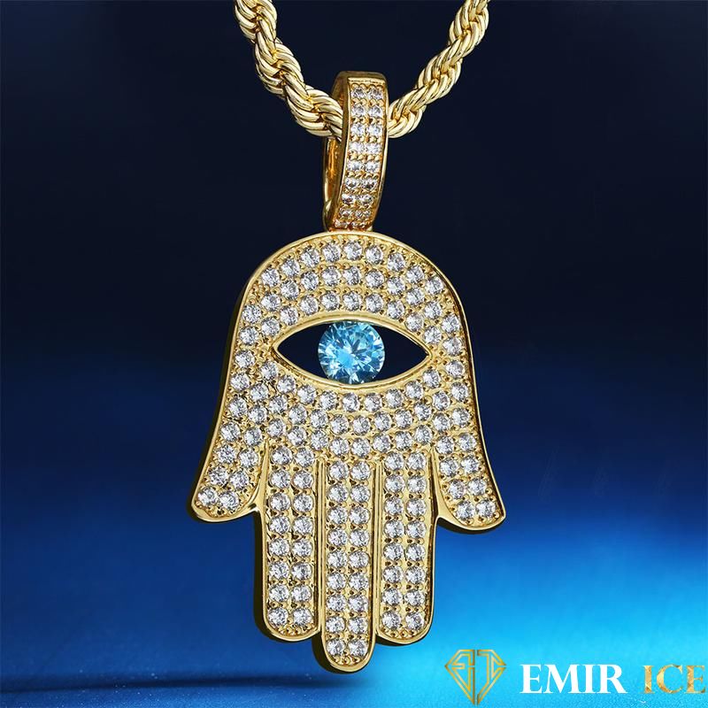 COLLIER PENDENTIF MAIN DE FATMA OR JAUNE - Emirice.com