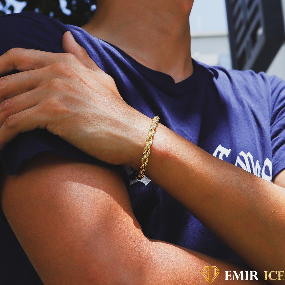 BRACELET EMIR TORSADÉ OR JAUNE - 6MM - Emirice.com
