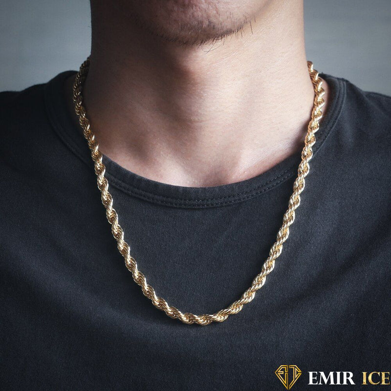 CHAINE EMIR TORSADÉE OR JAUNE - 6MM - Emirice.com