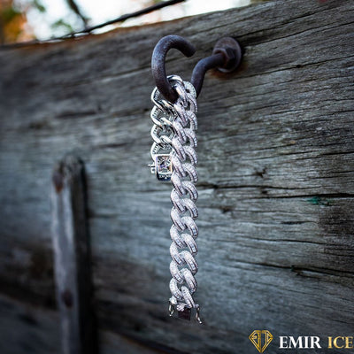 BRACELET EMIR BAGUETTE CUBAINE OR BLANC - Emirice.com