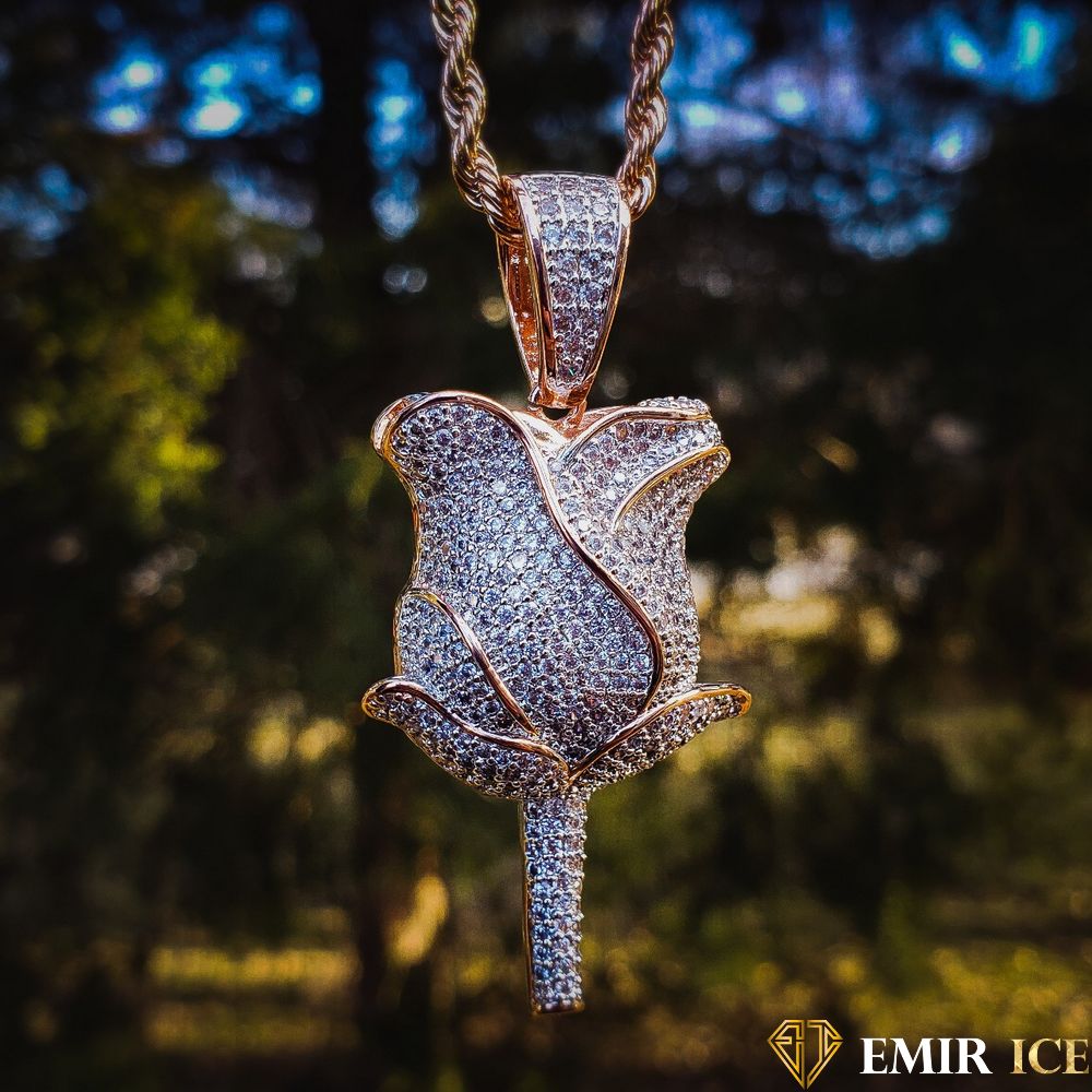 COLLIER PENDENTIF ROSE FLEUR - Emirice.com