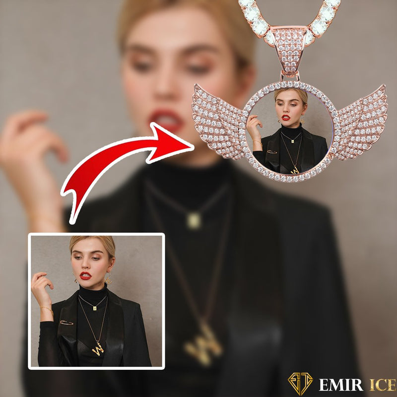 COLLIER PENDENTIF PORTE-PHOTO AILES D'ANGES V1 Bijouterie Bijoux Diamant Emirice.com