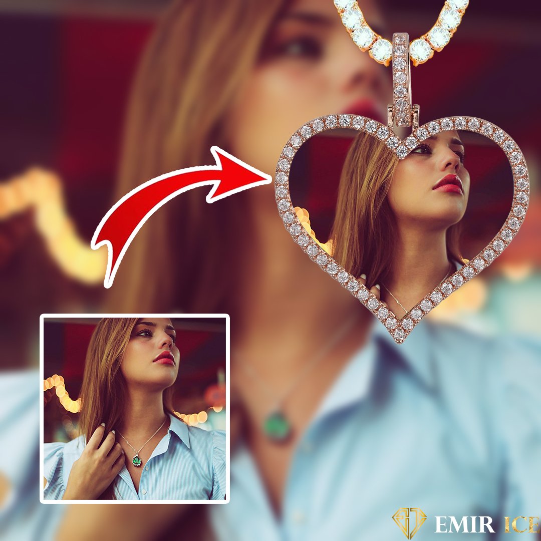 COLLIER PORTE-PHOTO COEUR DIAMANT