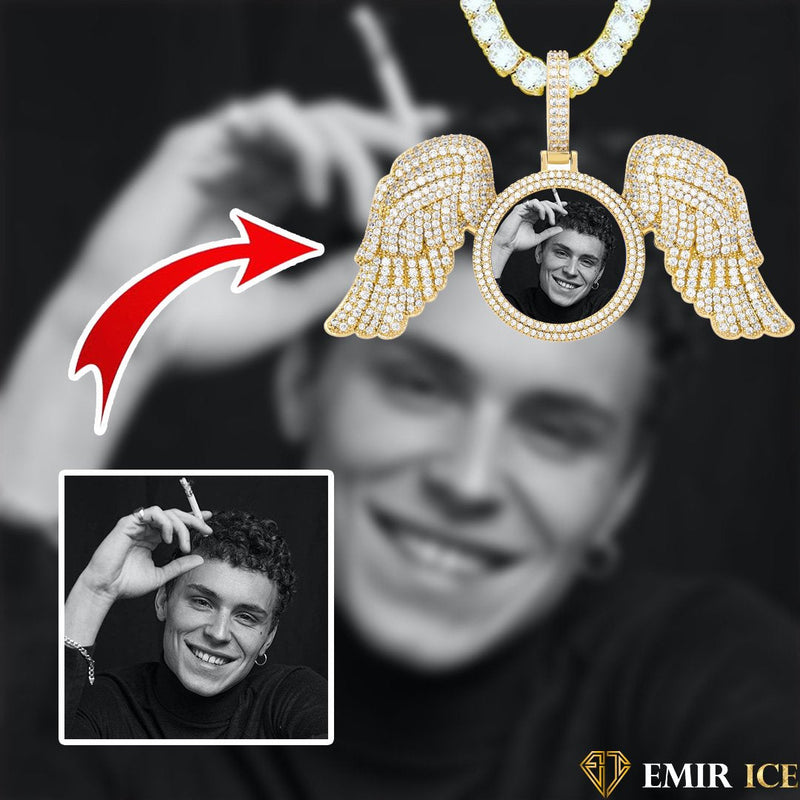 COLLIER PENDENTIF PORTE-PHOTO AILES D'ANGES V2 Bijouterie Bijoux Diamant Emirice.com