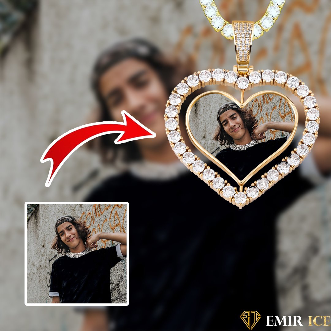 Rotating Heart Photo Holder Pendant Necklace