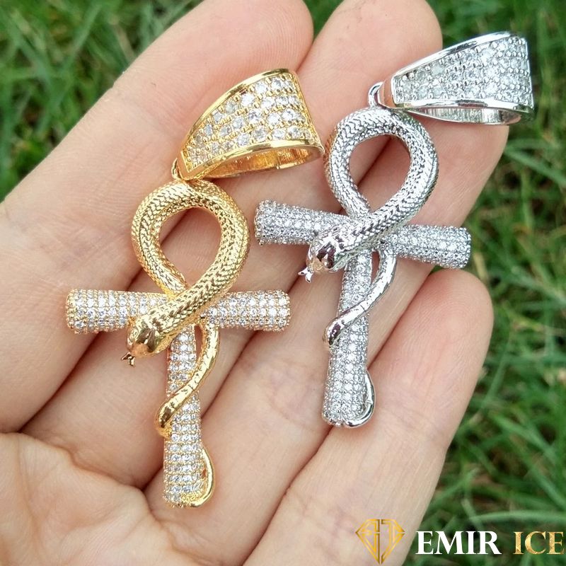 COLLIER PENDENTIF CROIX ÂNKH AVEC SERPENT™ : Symbole de longévité - Emirice.com