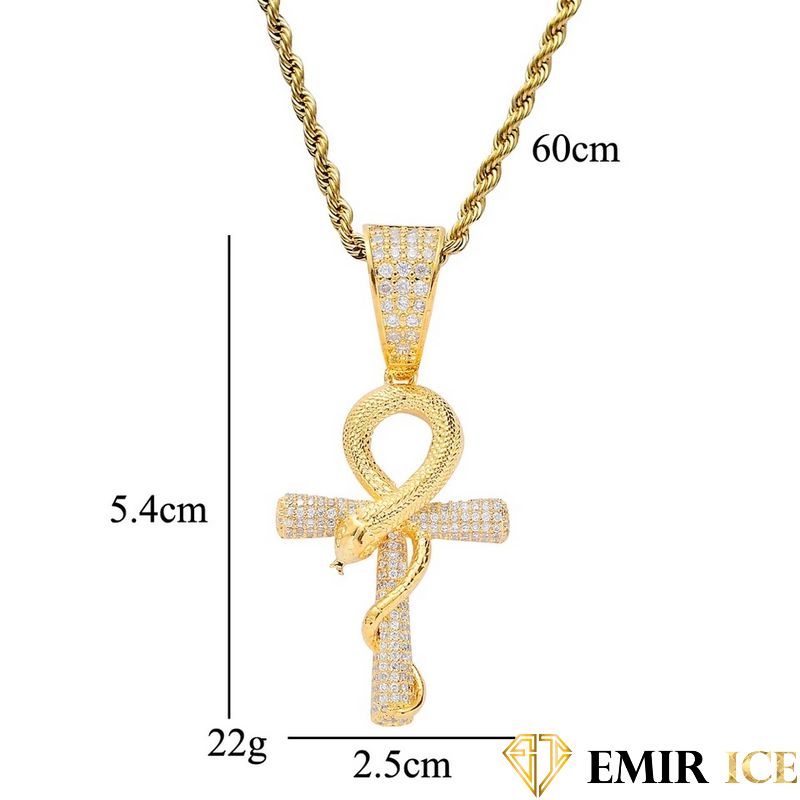 COLLIER PENDENTIF CROIX ÂNKH AVEC SERPENT™ : Symbole de longévité - Emirice.com