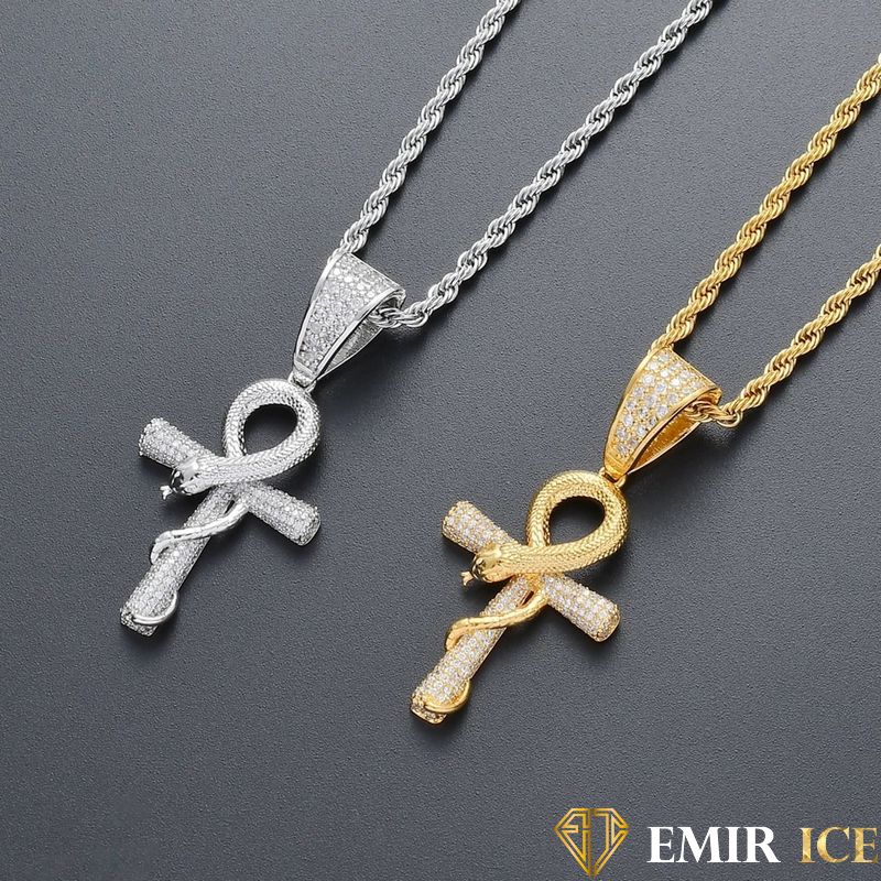 COLLIER PENDENTIF CROIX ÂNKH AVEC SERPENT™ : Symbole de longévité - Emirice.com