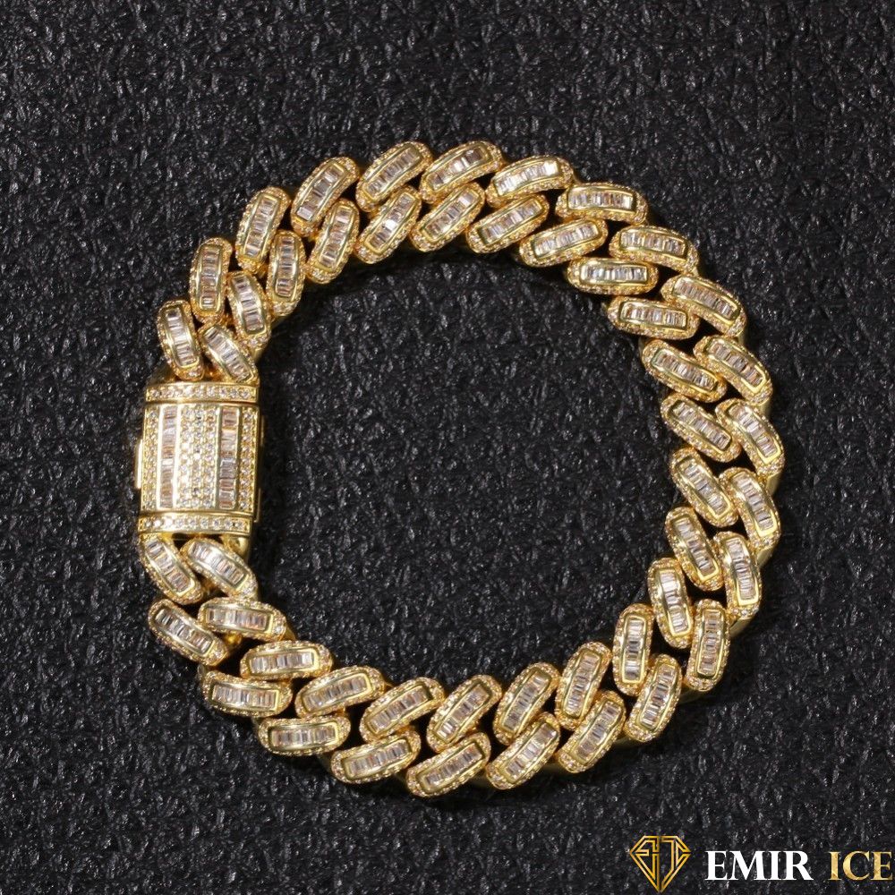BRACELET EMIR BAGUETTE CUBAINE OR JAUNE - Emirice.com