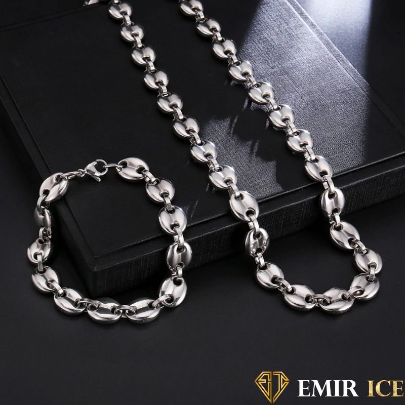 Argent Blanc Collier Graine De Cafe Argent CHAINE GRAIN DE CAFÉ ARGENT