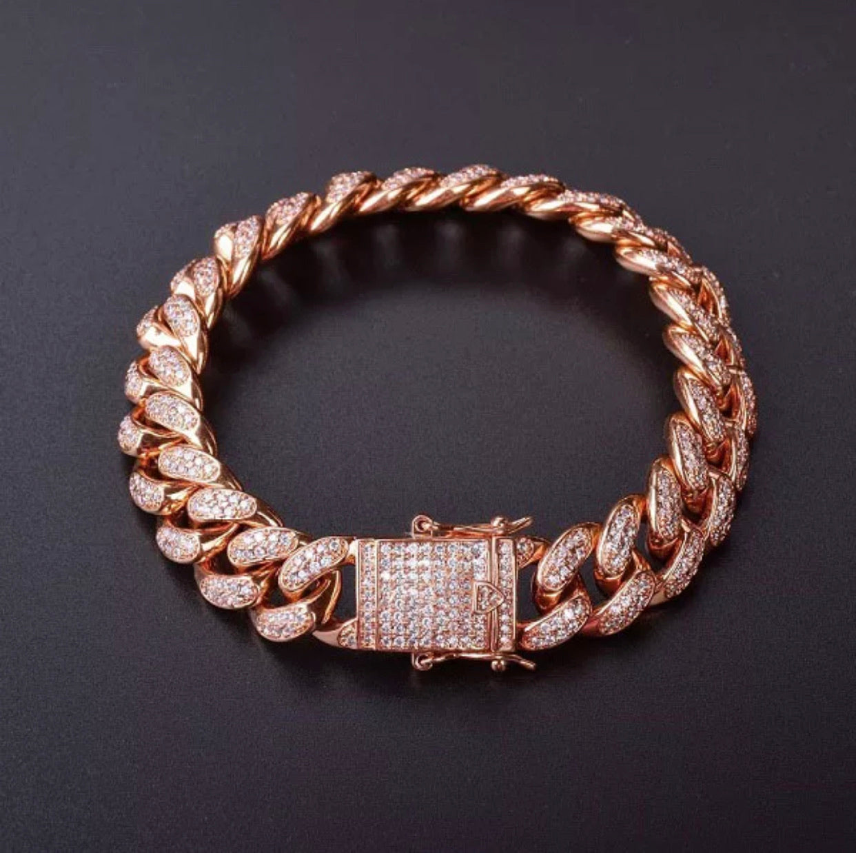 BRACELET EMIR CUBAINE OR ROSE - Emirice.com